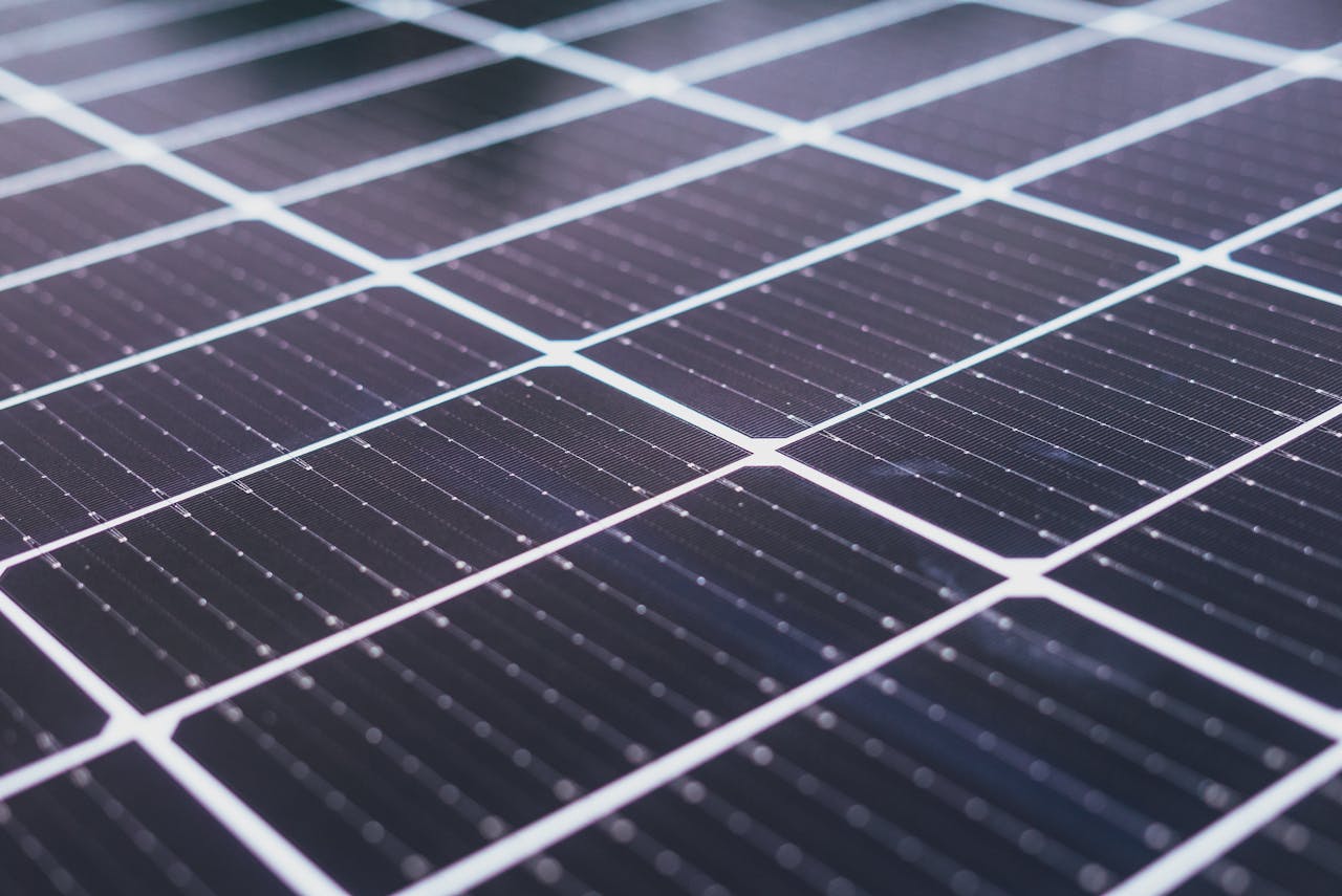 About Detailed close-up view of solar panels showcasing renewable energy technology.